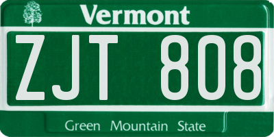 VT license plate ZJT808
