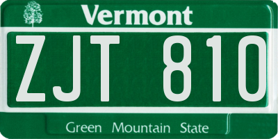 VT license plate ZJT810