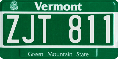 VT license plate ZJT811