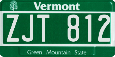 VT license plate ZJT812