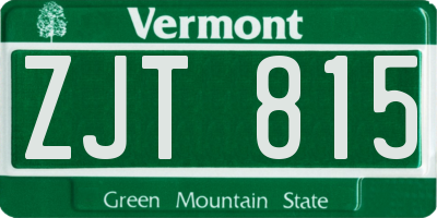 VT license plate ZJT815