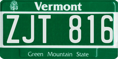 VT license plate ZJT816