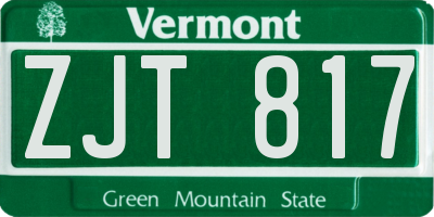 VT license plate ZJT817
