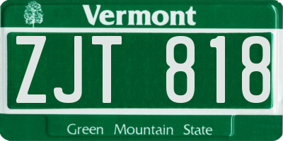 VT license plate ZJT818