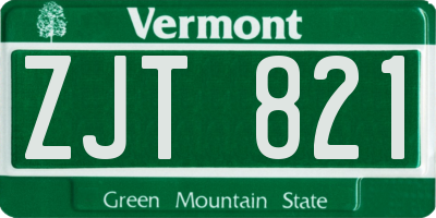 VT license plate ZJT821