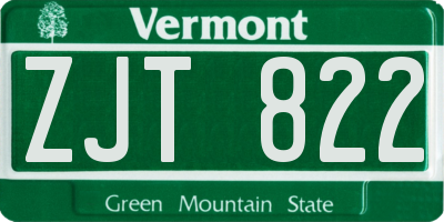 VT license plate ZJT822