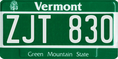 VT license plate ZJT830