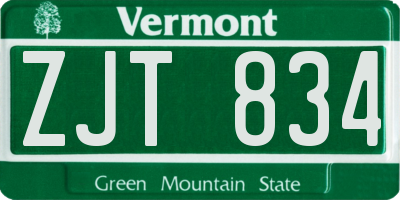 VT license plate ZJT834
