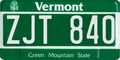VT license plate ZJT840