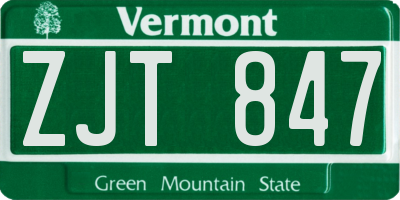 VT license plate ZJT847