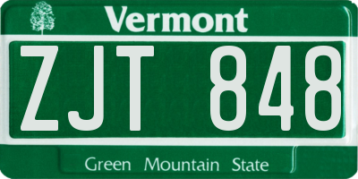 VT license plate ZJT848