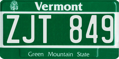 VT license plate ZJT849
