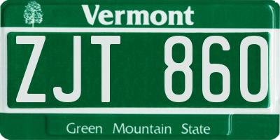 VT license plate ZJT860