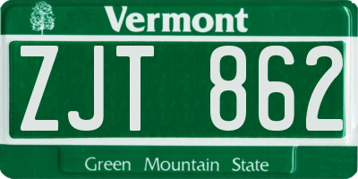 VT license plate ZJT862
