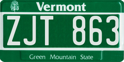 VT license plate ZJT863