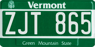 VT license plate ZJT865