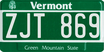 VT license plate ZJT869