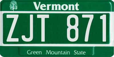 VT license plate ZJT871