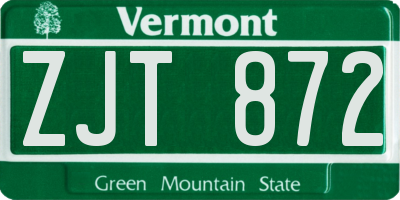 VT license plate ZJT872