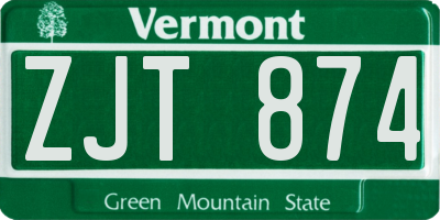 VT license plate ZJT874