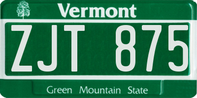 VT license plate ZJT875
