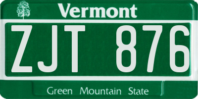 VT license plate ZJT876