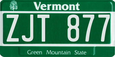 VT license plate ZJT877
