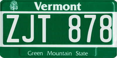 VT license plate ZJT878