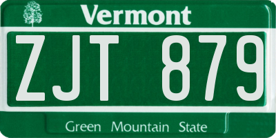VT license plate ZJT879