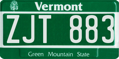VT license plate ZJT883