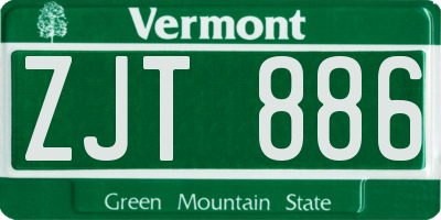 VT license plate ZJT886