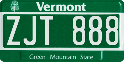 VT license plate ZJT888