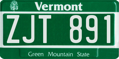 VT license plate ZJT891