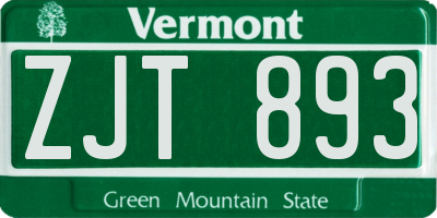 VT license plate ZJT893