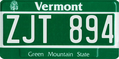 VT license plate ZJT894