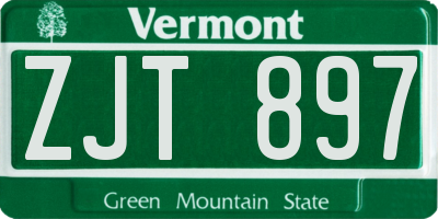 VT license plate ZJT897
