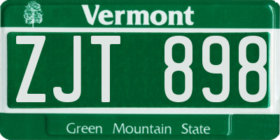 VT license plate ZJT898