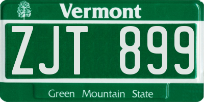 VT license plate ZJT899