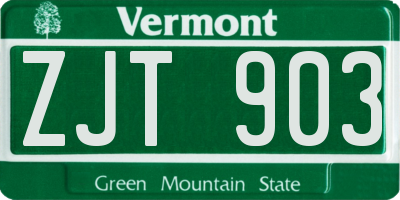 VT license plate ZJT903