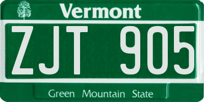 VT license plate ZJT905