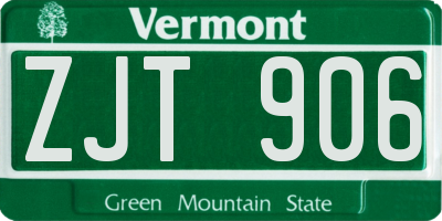 VT license plate ZJT906