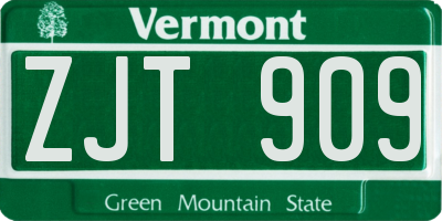 VT license plate ZJT909
