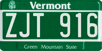 VT license plate ZJT916