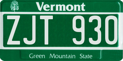VT license plate ZJT930