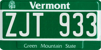 VT license plate ZJT933
