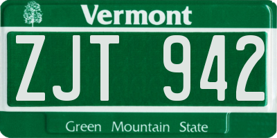 VT license plate ZJT942