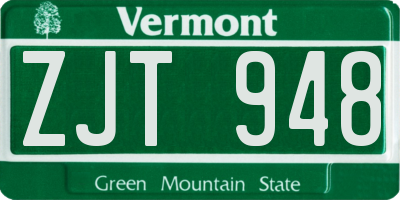 VT license plate ZJT948