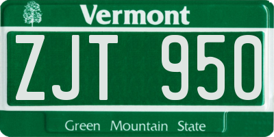 VT license plate ZJT950