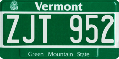 VT license plate ZJT952
