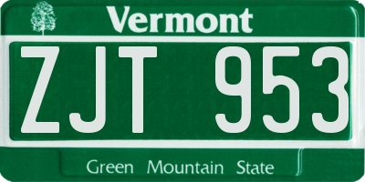 VT license plate ZJT953